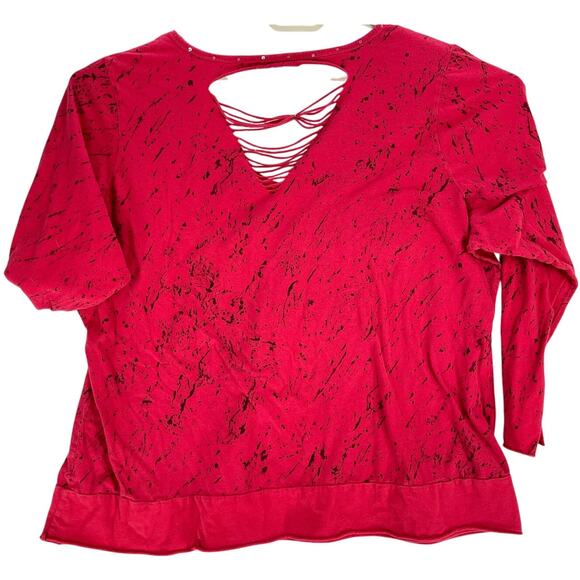 Seven7 Studded Tee Women Plus Size 26 / 28 Red 100% Cotton Grunge Y2K Retro - Picture 2 of 6
